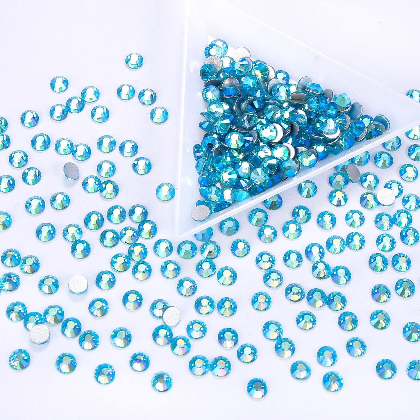1440Pcs Aquamarine Ab Crystal Rhinestones,Glass Flatback Rhinestones Mini Gemstones for Nail Face Makeup Art Crafts Clothes Decoration -(SS10,2.8mm,Aquamarine Ab)