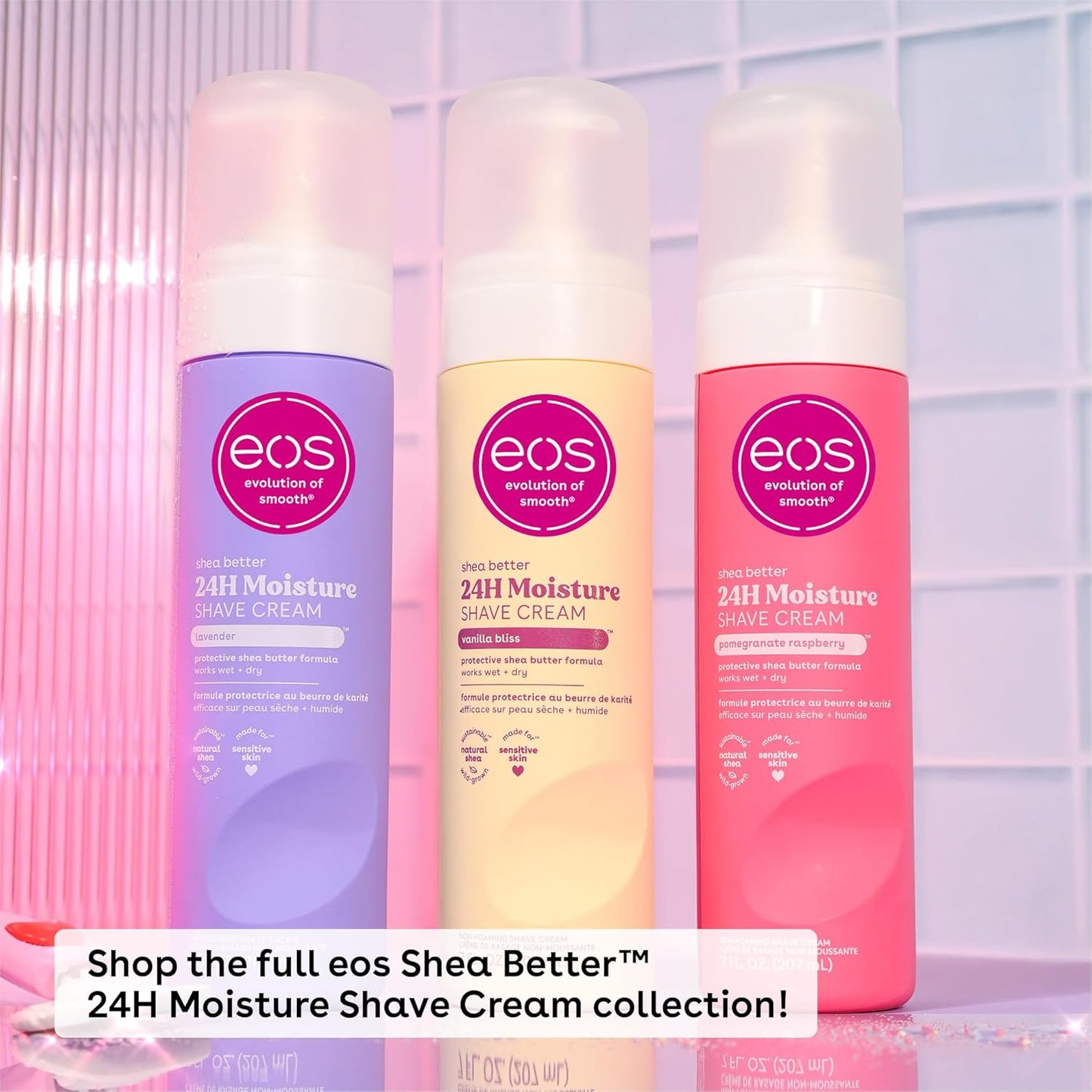 eos Shea Better Shave Cream- Pomegranate Raspberry, Shea Butter Skincare, Shaving Cream for Women, 14 fl oz, 2-Pack