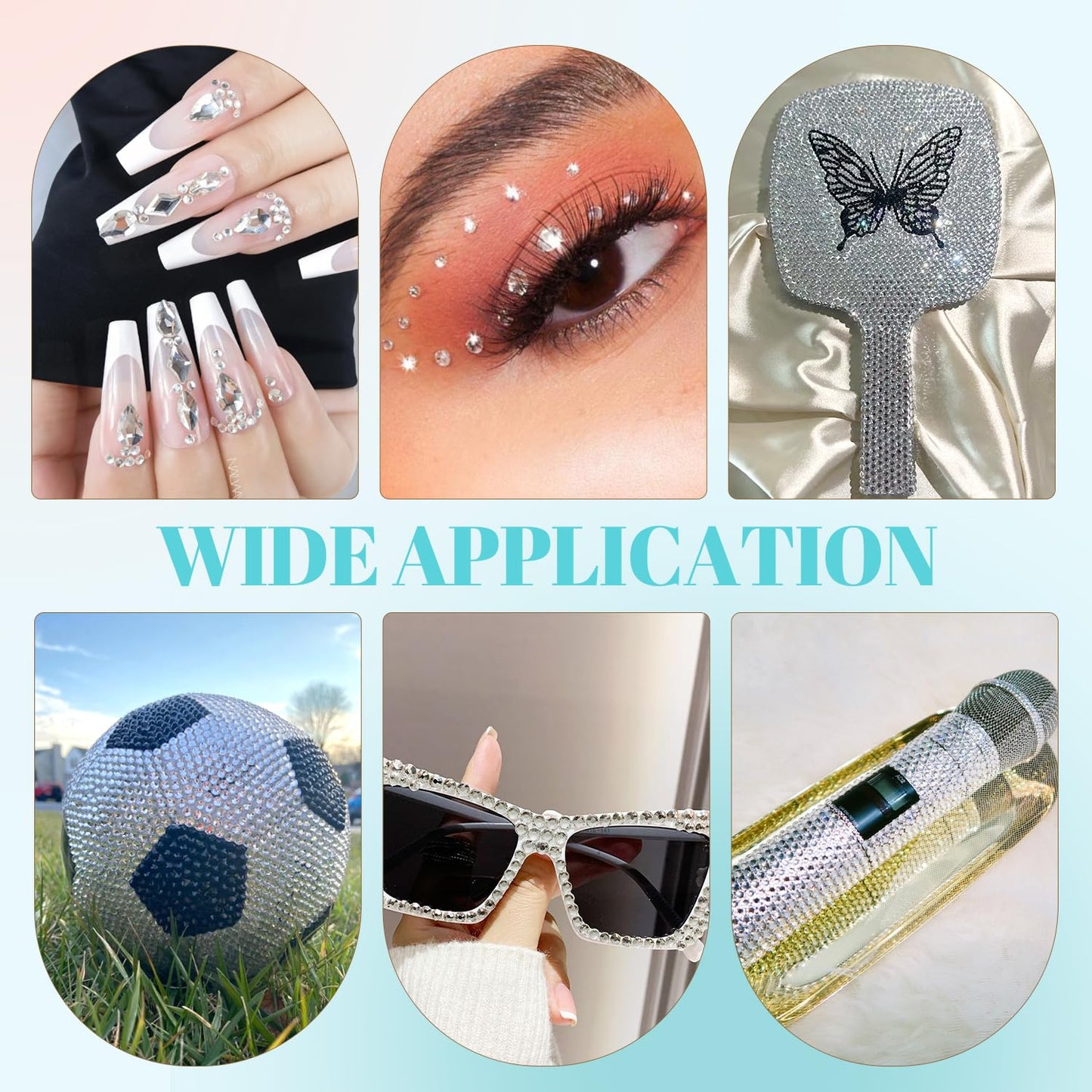 6100Pcs Resin Rhinestones for Crafting with 2Pcs 10ml B7000 Jewelry Glue, 1 Box Flatback Crystals Diamond (Transparent) for Bedazzling Crafts DIY Nail Art,Non Hotfix Gems for Clothing Shoes Tumblers