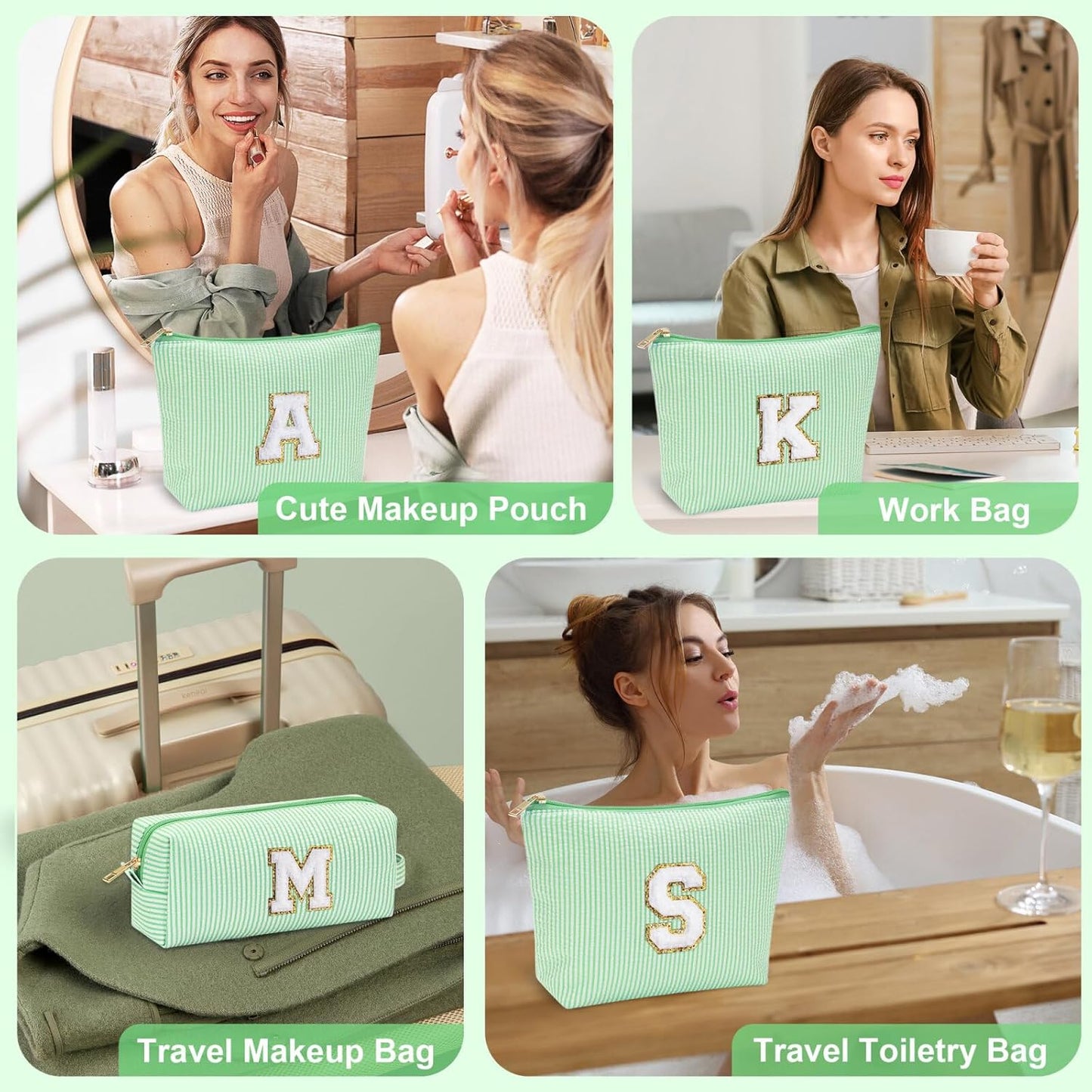 YOOLIFE Cute Makeup Bag for Girls Women Cosmetic Bags for Girls | Initial Make Up Bag | Personalized Gifts for Women Her | Bridal Shower Gifts | Christmas Gifts for Girls | Tween Girls Trendy Stuff S