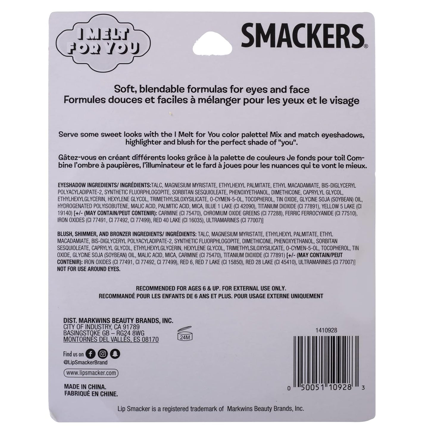 Lip Smacker Sparkle & Shine Eyeshadow Makeup Palette, Melt For You Shimmer | Christmas Make Up Collection | Holiday Present | Gift for Girls