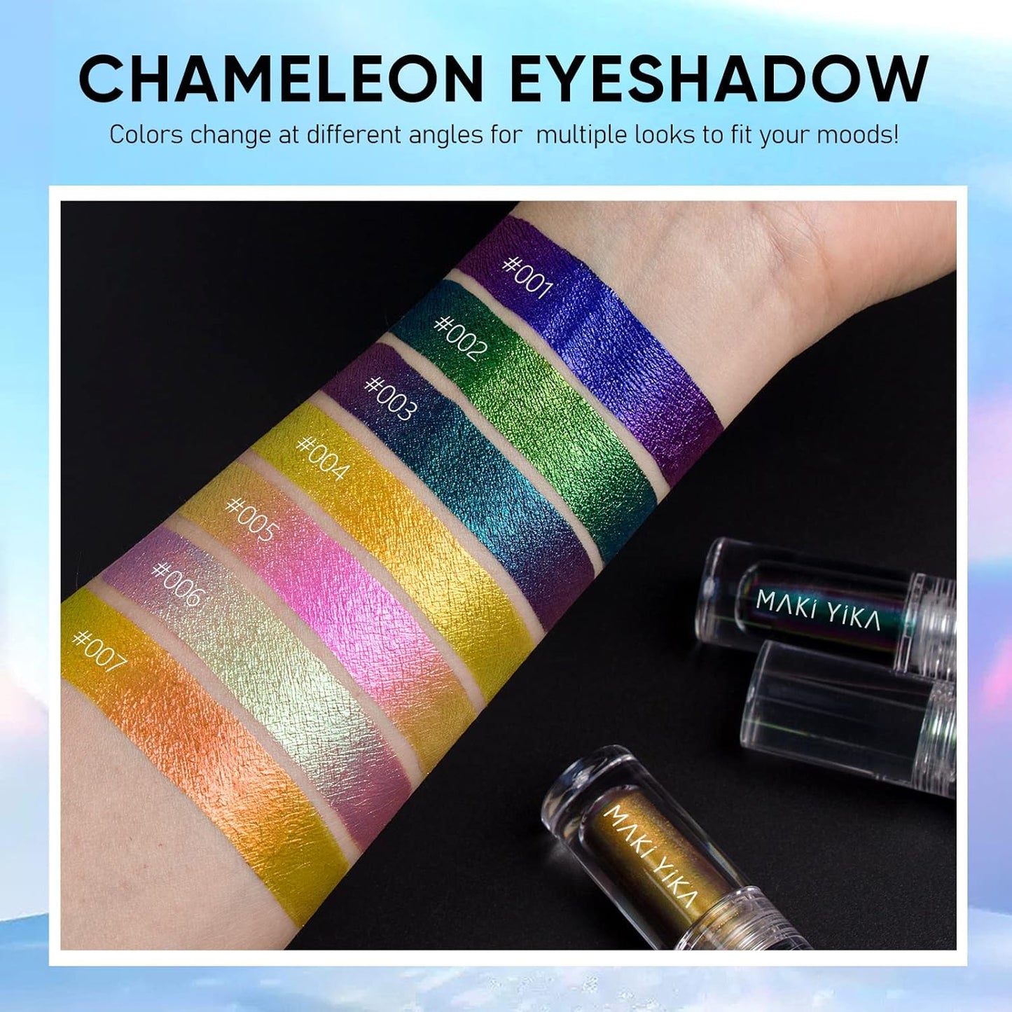 MAKI YIKA Glitter Liquid Eyeshadow Chameleon Metallic Eyeshadow MultiColor Shifting Long Lasting Multichrome Holographic Eye Topper Glitters (#6 Aurora)