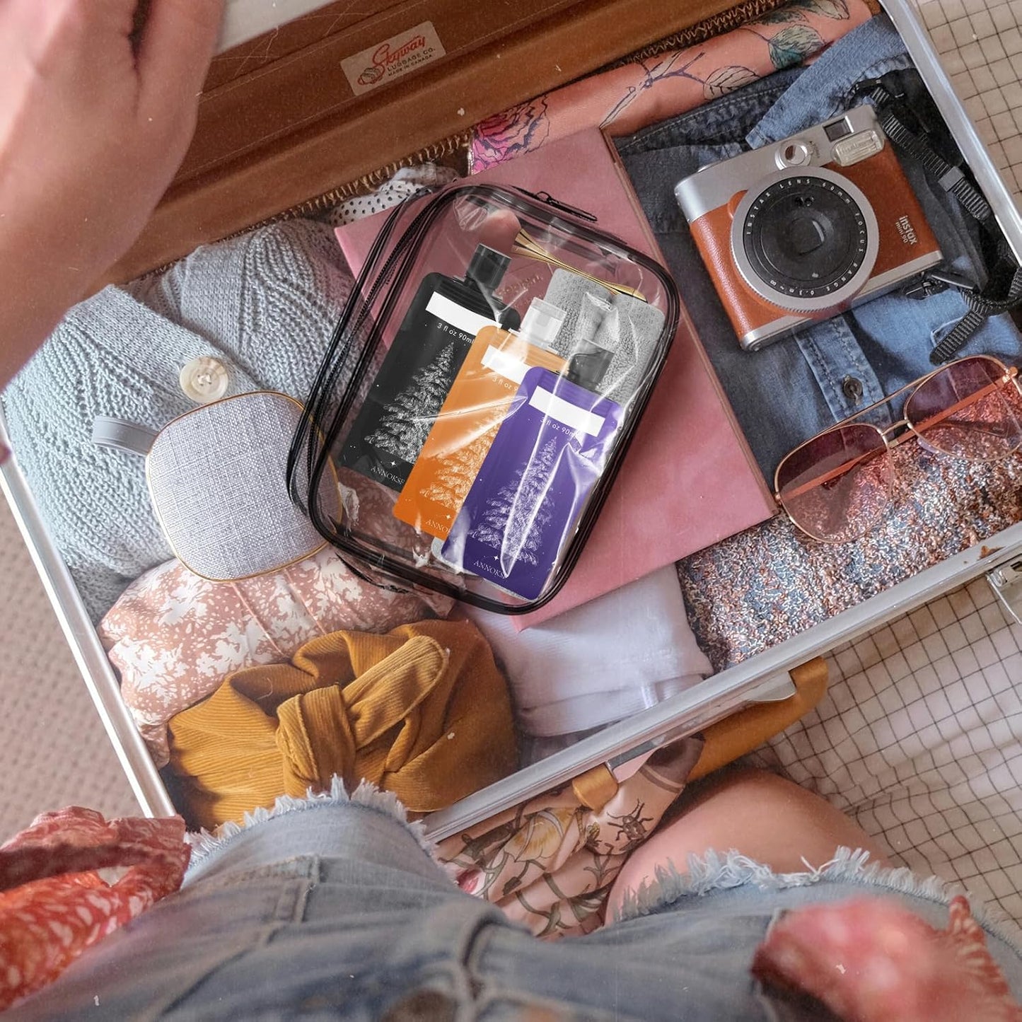 9 Pack Travel Pouches for Toiletries, Refillable squeeze Liquid travel pouches,Travel Shampoo and Conditioner Pouches,3oz leak proof travel pouches (Tree)