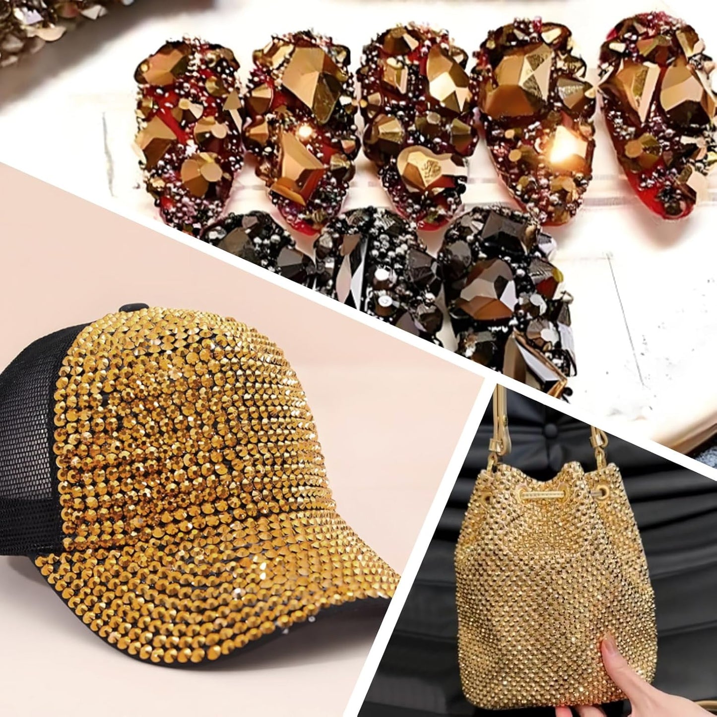 2000 PCS SS20 Flatback Rhinestones,12-Facet Diamond-Cut Glass Gems for Nail Art,Clothing,DIY Crafts,Glue-On Decoration Stones with Silver Backing,Aurum