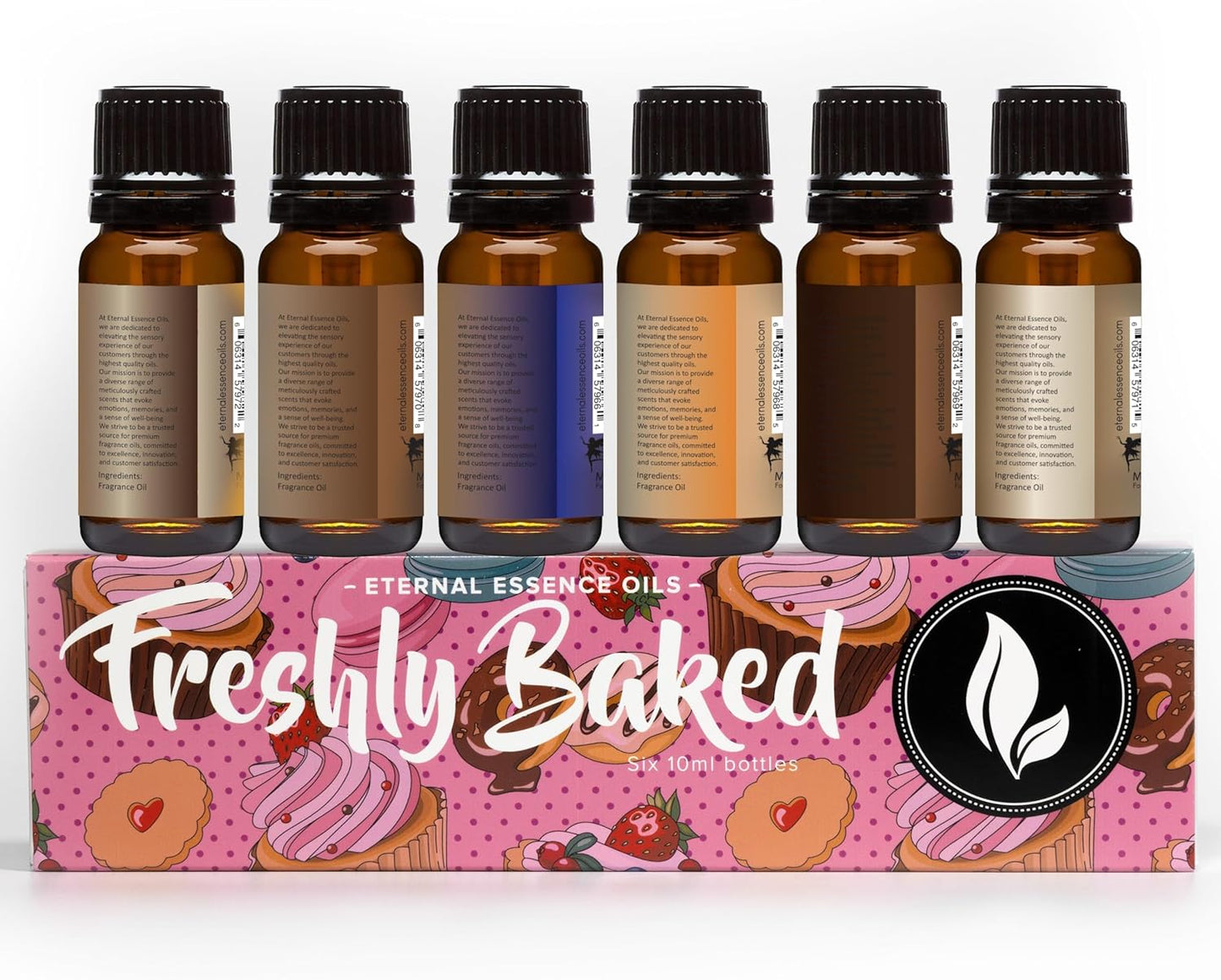 Eternal Essence Oils Freshly Baked Set of 6 Premium Fragrance Oils - Includes Blueberry Pancakes, Caramel Nut Muffin, Butterscotch Cookie Dough, Cinnabon, Chocolate Fondue, and Creamy Nutmeg - 10ML