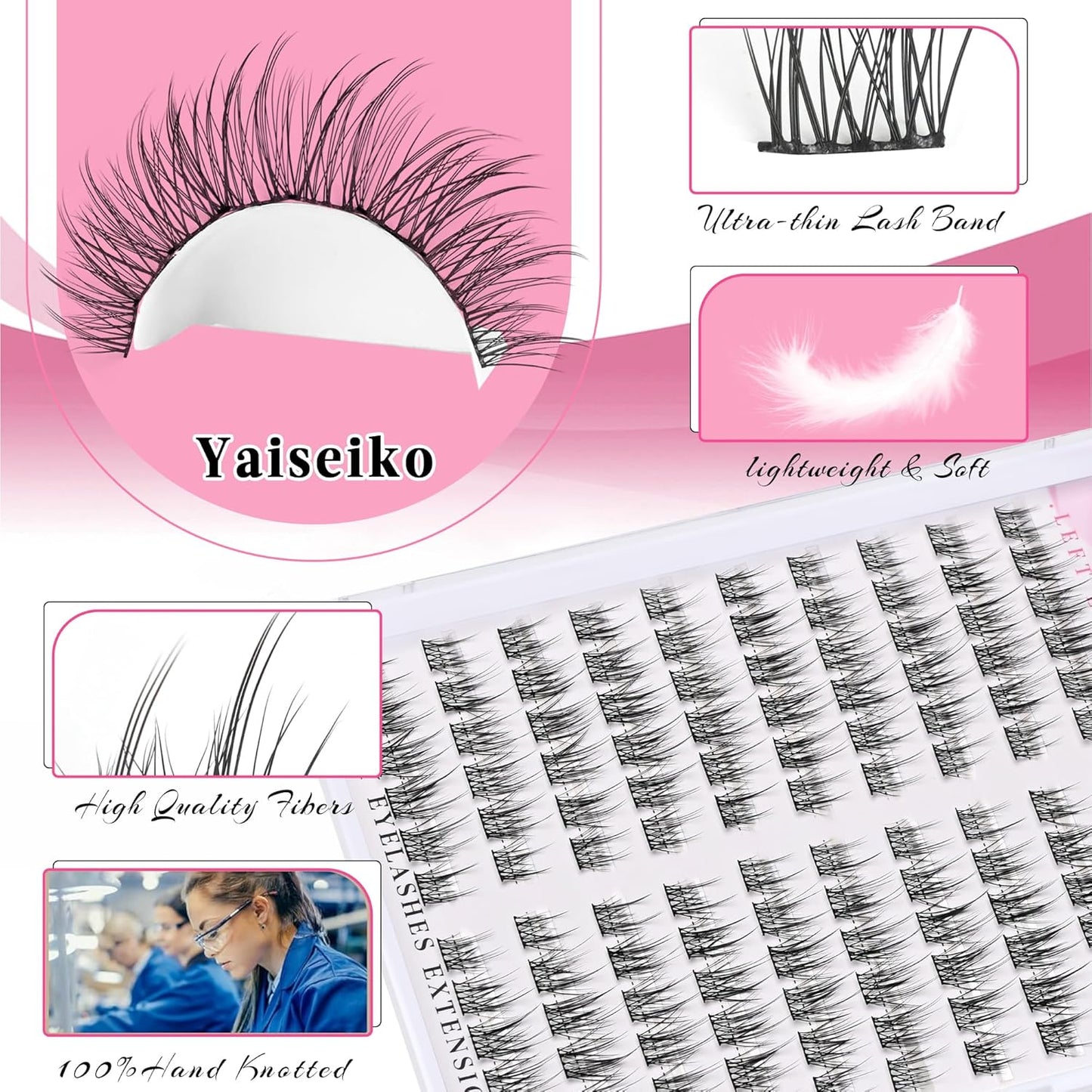 Natural Lash Clusters Wispy DIY Eyelash Clusters 120 pcs Cluster Lash Extensions C Curl Individual Lashes 10-16mm Mix Length Natural Look Lashes Clusters