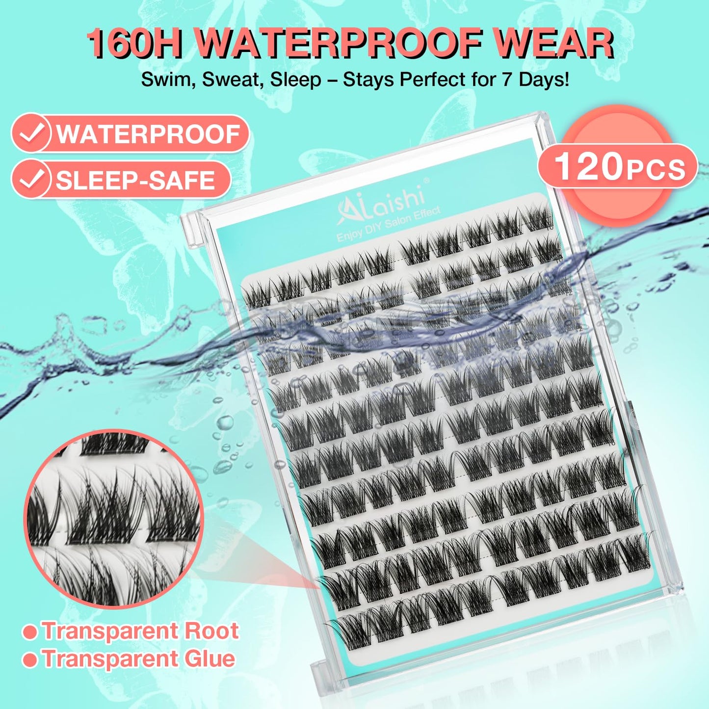 No Glue Needed Lashes, Self Adhesive Eyelashes, DIY Lash Cluster Eyelash Extensions Kit 10‑18mm,120pcs Fluffy D Curl Soft Natural Lashes with Tweezers–Fake Cat Eye Wispy Individual Clusters(NGDYAA1)