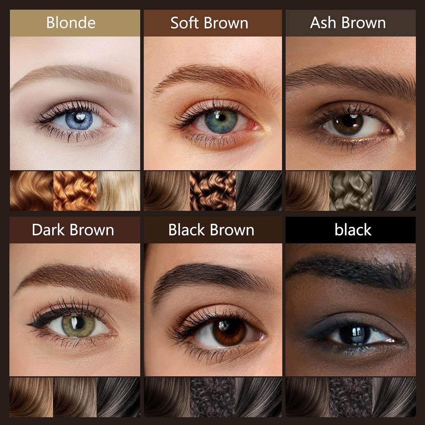 Eyebrow Pen, Soleira Waterproof Eyebrow Pencil with 4 Tip Microblading Eyebrow Pen and Dual-ended Eyebrow Brush, for Natural-Looking Brows, Long-Lasting, Black