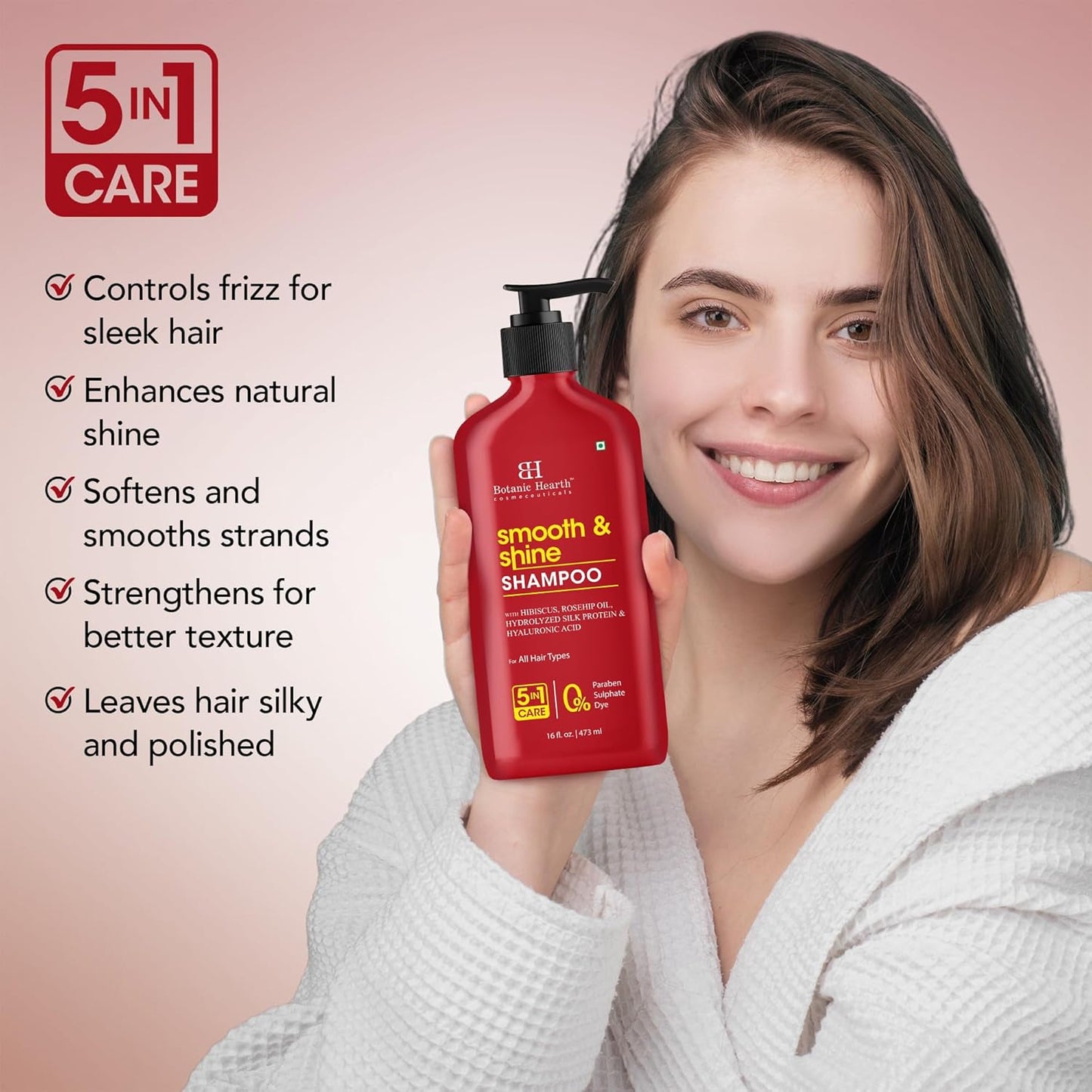 Botanic Hearth Hibiscus Shampoo Infused With Rosehip Oil, Hydrolyzed Silk Protein & Hyaluronic Acid Clarifying Shampoo To Smooth, Add Shine & Strengthen Hair| For All Hair Types, 16 Fl Oz