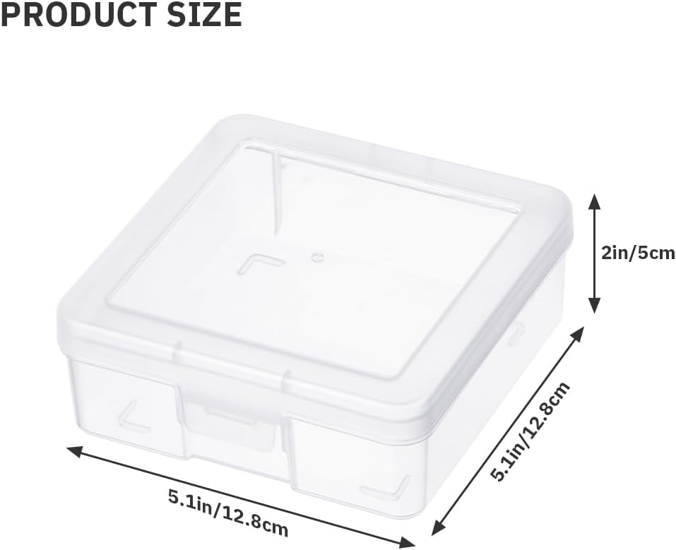18 Pack Storage Containers with Latching Lid Small Size 5" x 5"x 1.9" Plastic Clear Boxes for Office,Beauty