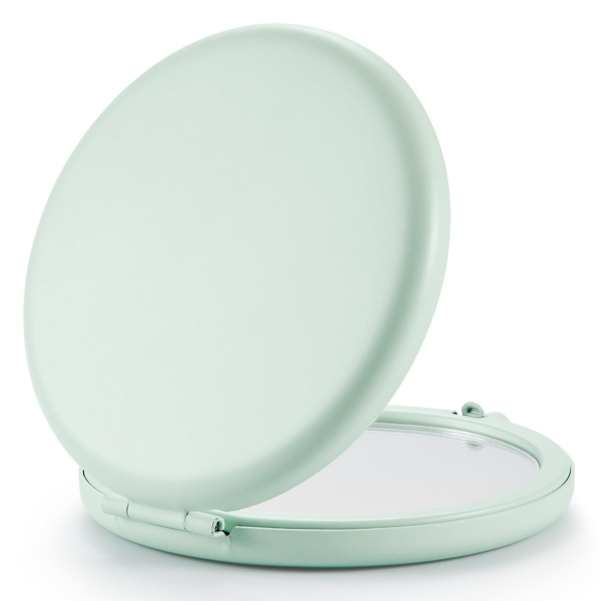 Compact Mirror for Purse, Double-Sided 1X/2X Magnifying Metal Pocket Makeup Mirrors(Round, Cyan)