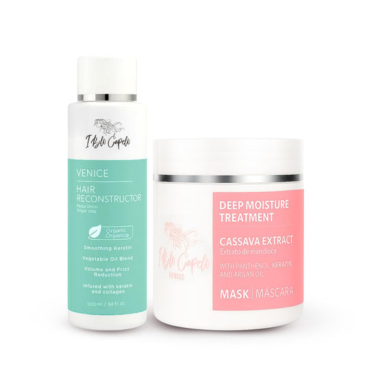 Venice Smoothing Keratin Kit, Keratin Hair Treatment Straightening Set- Keratina Para Alisar El Pelo Sin Formol - Paso Unico & Hair Mask for Silky Soft Hair (500g)- (Pack of 2)