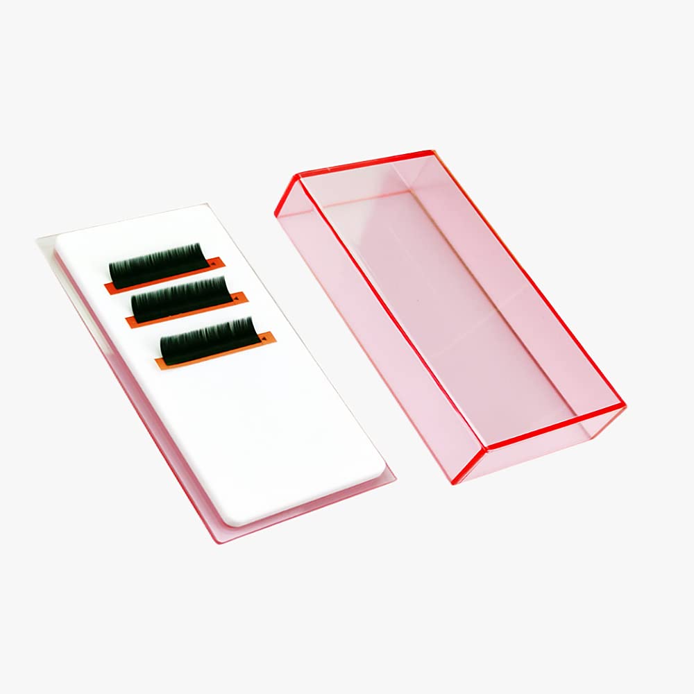 Grafting False Eyelash Acrylic Extension Pallet Organizer, Eyelash Extension Glue Tweezers Plate Makeup Palette, Dustproof Storage Box Display Training Tools Salon (Transparent Pink S)