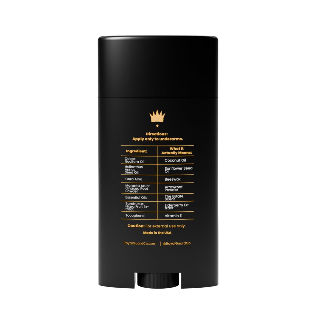 Royal Guard Natural Deodorant for Men - The Estate - Aluminum Free, Organic, Vegan, Chemical-Free, Non-Toxic, Hypoallergenic - Applewood & Leather Scent (1)