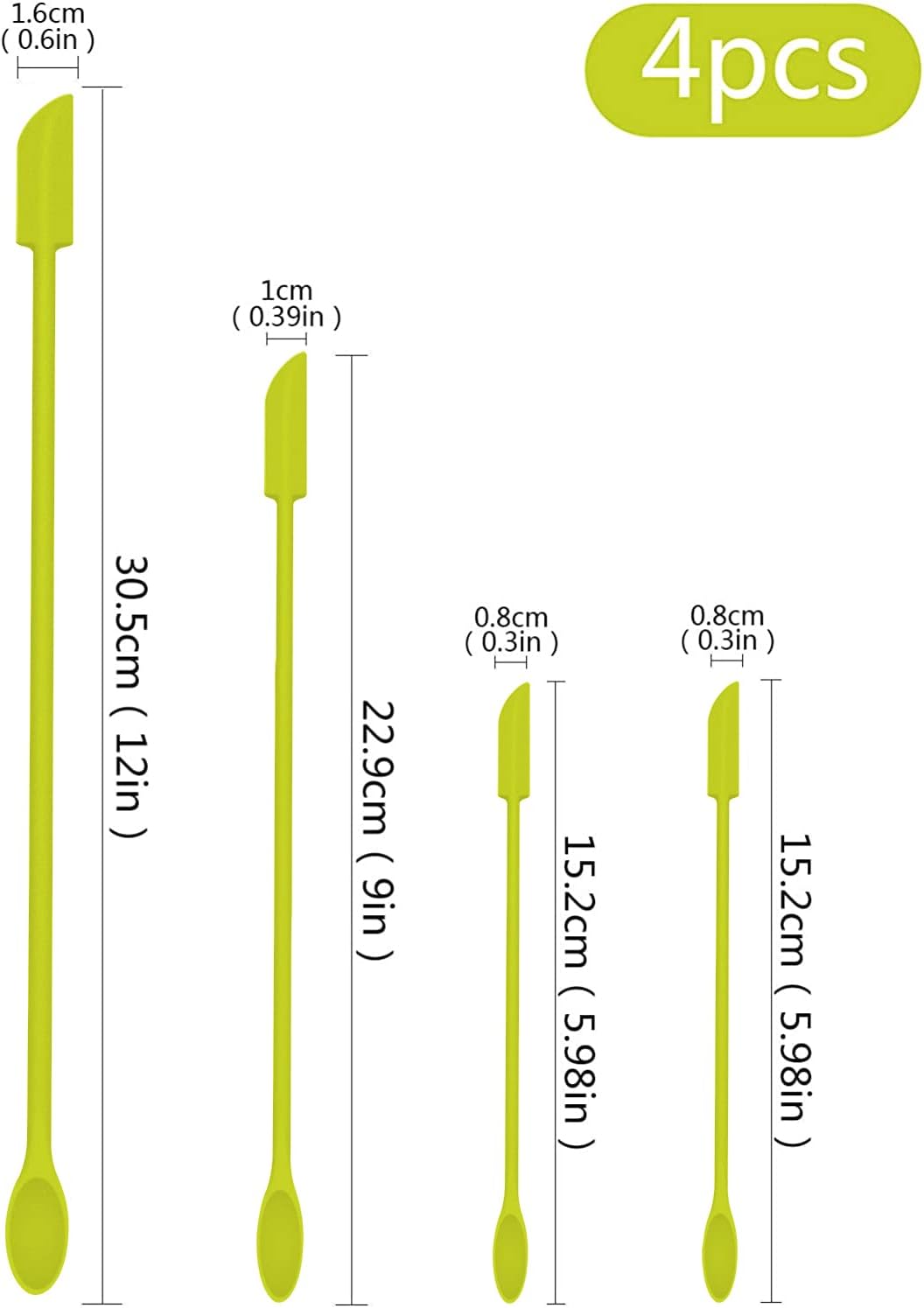 Mini Spatula Silicone Spatula Set - 4pcs Small Makeup Scrapers for Cosmetics, Reusable Beauty Tiny Tools, Thin Jar Scraper, Get the Last of the Makeup Out of the Bottle(Green)