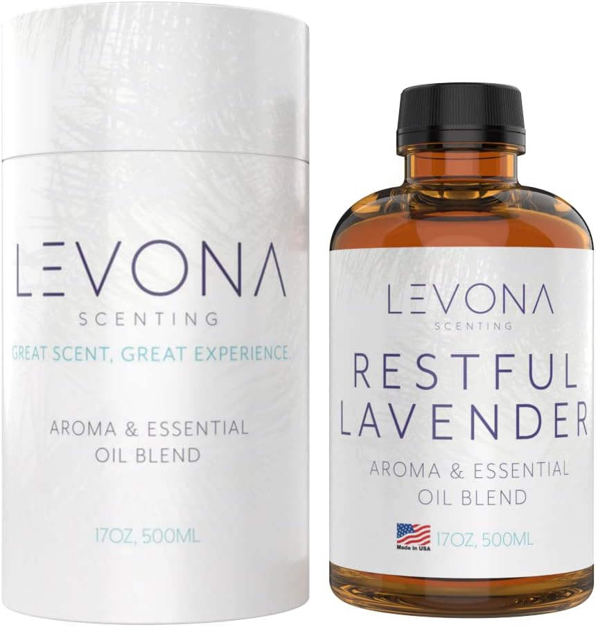 Levona Scents Pure Essential Oils for Diffusers for Home Luxury Scents - Restful Lavender Essential Oil is A Floral Blend of Eucalyptus, Bergamot, Lavender - Aroma Diffuser Oil