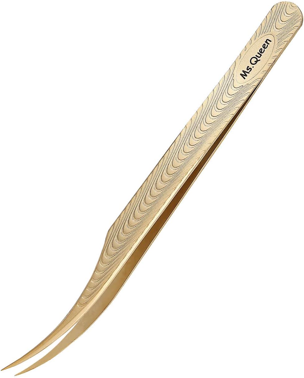 Ms.Queen Lash Extension Tweezers-Dolphin Shape Tip Isolation Tweezers for Classic Volume Eyelash Extensions