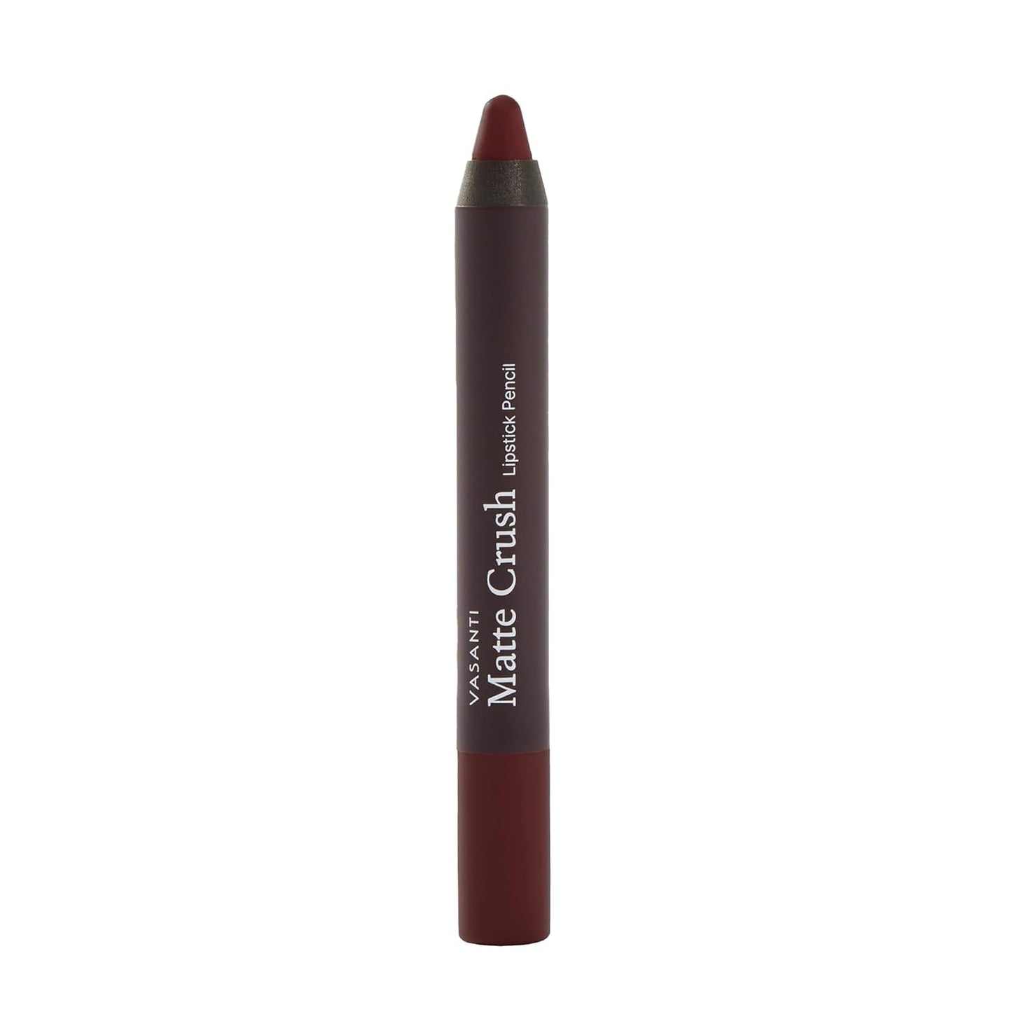 VASANTI Matte Crush Lipstick Pencil – Va Va Voom Dark Brown – Soft, Velvety Matte Finish, Waterproof, Smooth Application – Natural, Vegan, Paraben-Free Lip Color