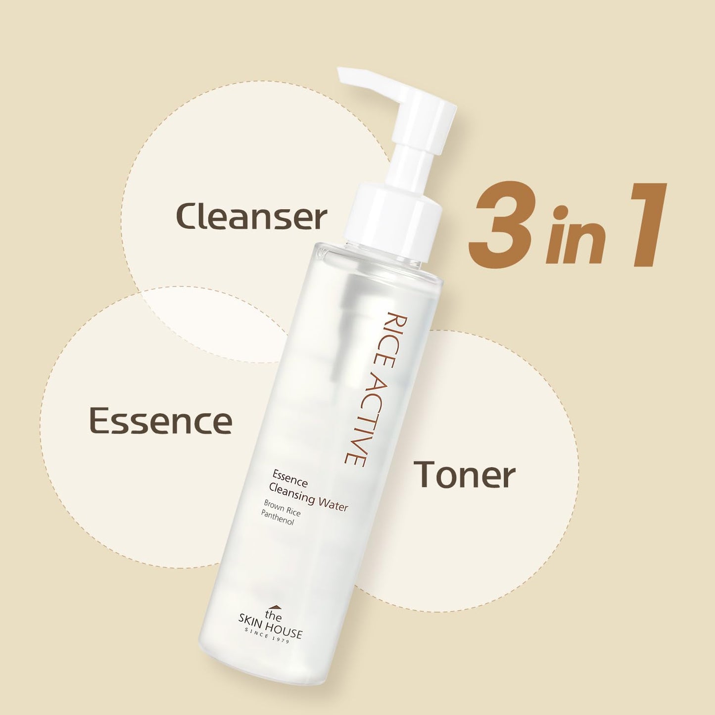 THE SKIN HOUSE Rice Essence Cleansing Water – Gentle Micellar Cleanser with Rice Extract for Hydrating | No-Rinse, Non-Irritating Makeup Remover | 150ml / 5.07 fl.oz