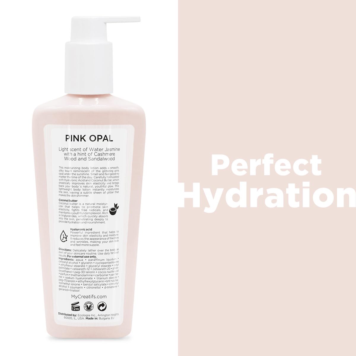 Pink Opal Moisturizing Body Lotion with Coconut Butter and Hyaluronic Acid, 8.5 fl. oz.