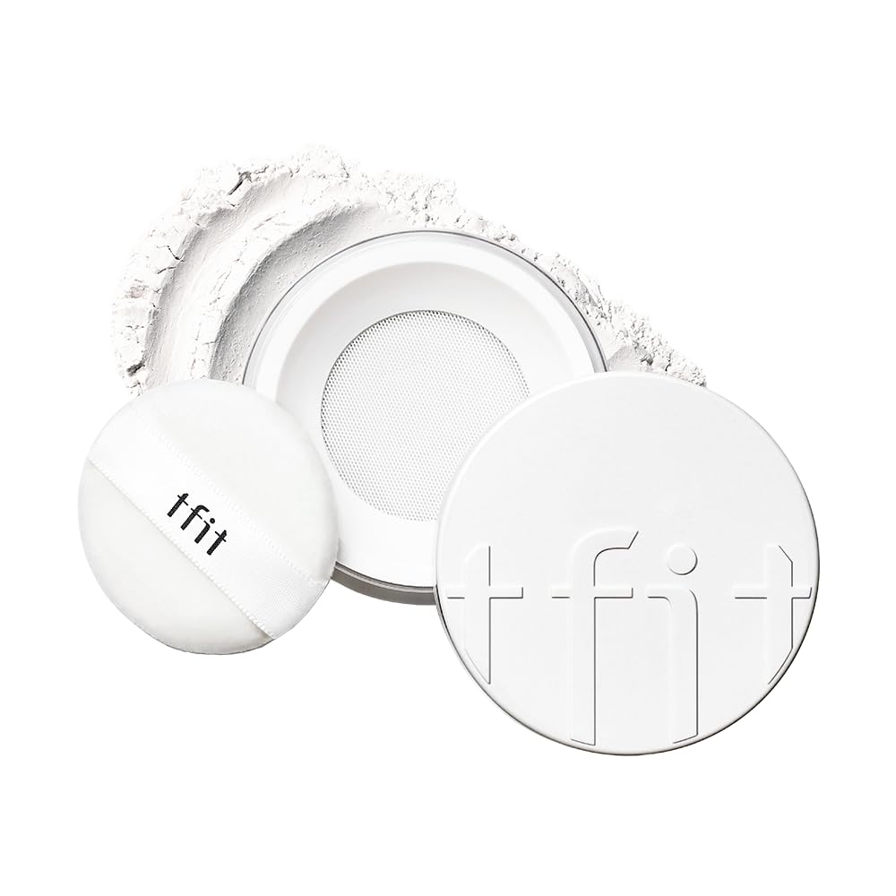 TFIT Translucent Set Finishing Powder - Sebum Control Face Loose Powder, Matte & Silky Finish, Lightweight, Long-lasting, Korean Makeup Setting Powder, 0.24 Oz. (01 White, 0.24 Oz.)