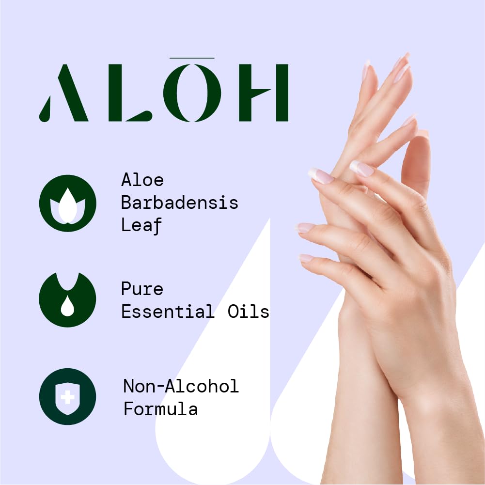 ALŌH Lavender Rosewood + Aloe Sanitizing Hand Wipes - Clean Hands, Clear Minds - On The Go Sanitizing Hand Wipes for Kids and Adults - Travel Size 3 Pack, 20ct Wipes (60 wipes)