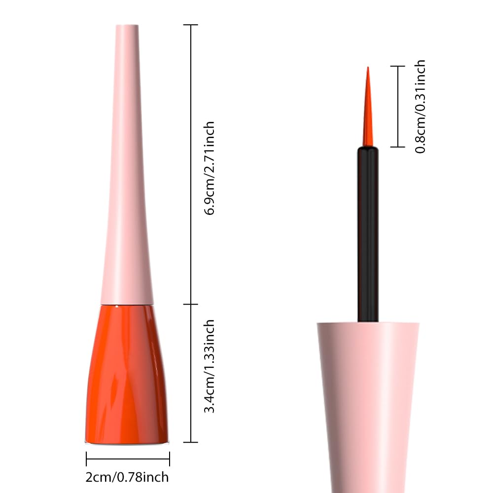 evpct 1Pcs Orange Red Liquid Eyeliner Waterproof Orange Red Eye Liners for Women, Eyes Wing Eyeliner Stamps Shapes Colored Eyeliner delineador de ojos a prueba de agua contra el agua blanco para ojos