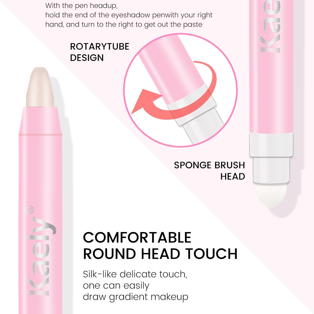 evpct 2Pcs Cream Eye Shadow Brightener Sticks Set for Eyes Waterproof, Champagne Shimmer & Pearl Shimmer Cream Eyeshadow Applicator Stick Long Lasting Pigmented Eye Makeup sombras en crema para ojos