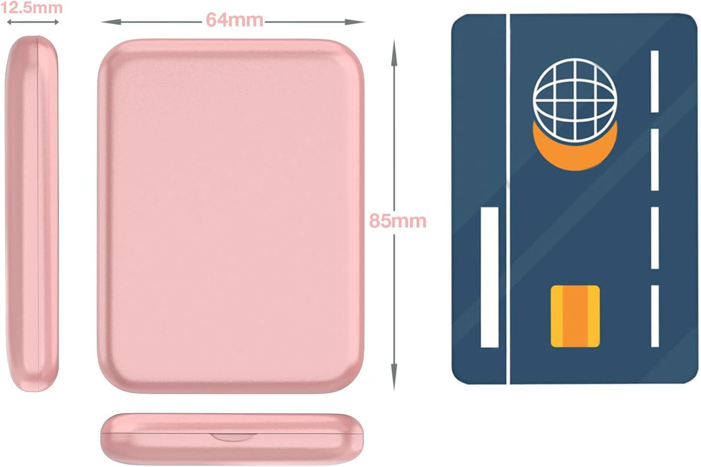 WOBSION Small Mirror with Lights,LED Compact Makeup Mirror,1x/3x Mini Travel Mirror with Magnification,Portable for Purse,Pocket,Gifts for Girls,Rose Gold