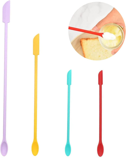 Mini Silicone Spatula Set, Small Rubber Spatula for Makeup, Thin Jar Scraper for Kitchen(4, CANDY COLORS)