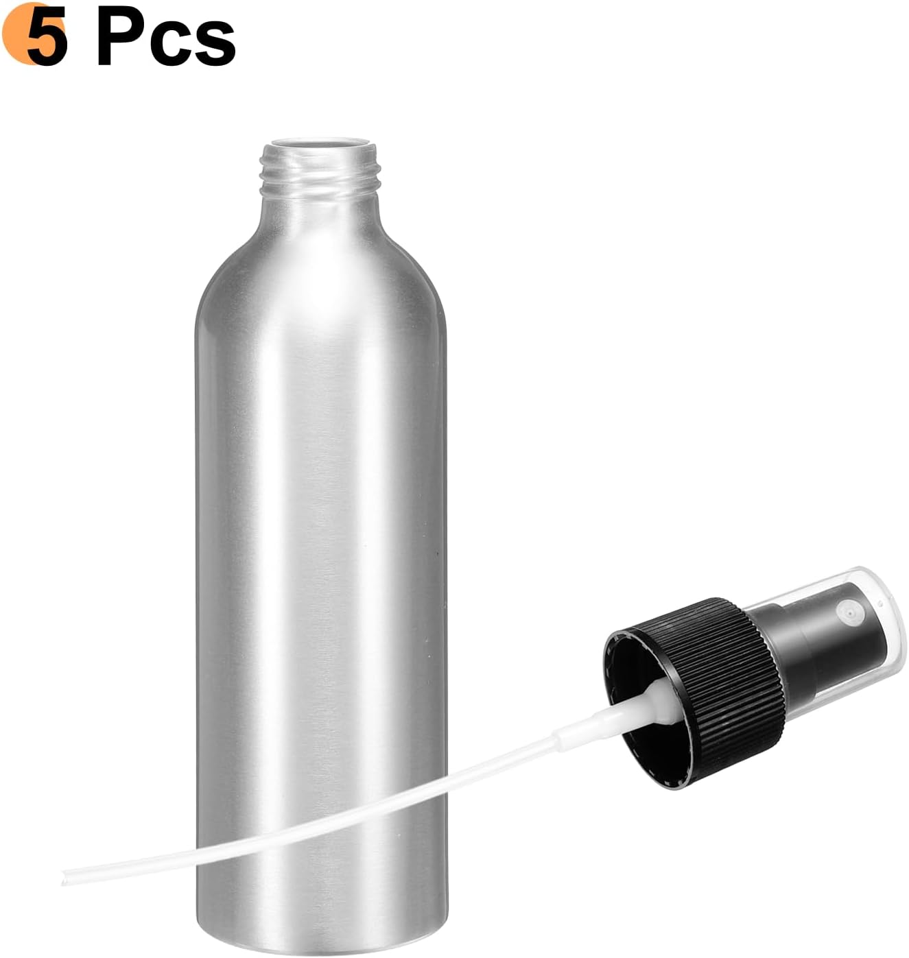 HARFINGTON 5pcs Aluminum Fine Mist Spray Bottles 200ml/6.7oz Metal Small Liquid Alcohol Refillable Travel Container with Black Plastic Nozzle Cap for Perfume Skincare Cosmetic Storage Bottle