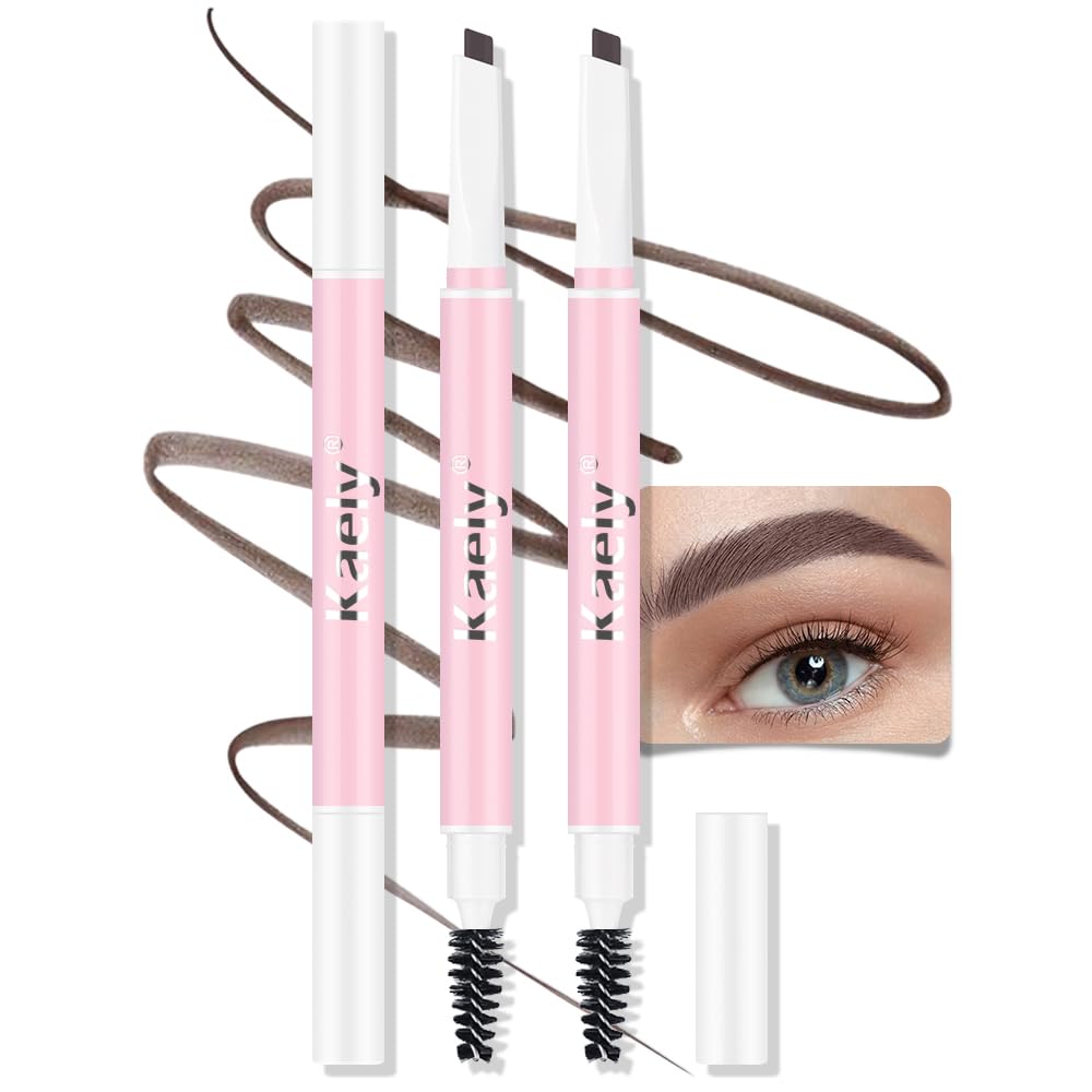 3Pcs Waterproof Eyebrow Pencil, Professional Makeup Micro Brow Pencil, Double-ended ultra-fine eyebrow pencil, Ultra-Fine Mechanical Pencil (3, 09#Dark Brown)