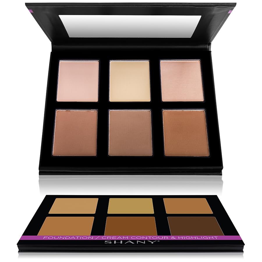 SHANY Powder Contour & Highlight Makeup Palette with Mirror - 6 Color Contour Palette - CONTOUR