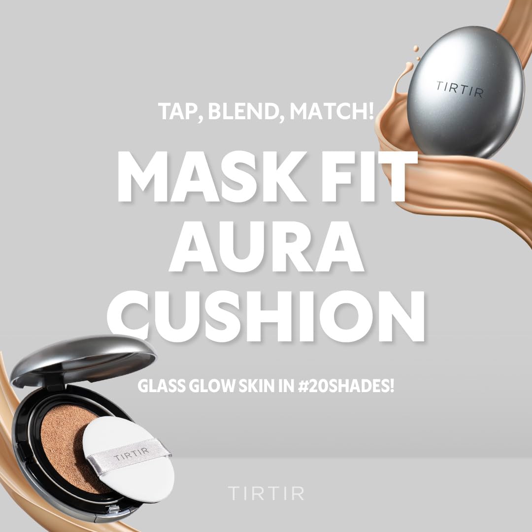 TIRTIR Mask Fit Aura Silver Cushion Foundation | Semi-glow Finish, Natural Coverage, Moisturizing, Lightweight, Korean cushion foundation (#13N Fair Ivory, Full Size, 0.63 Fl Oz)