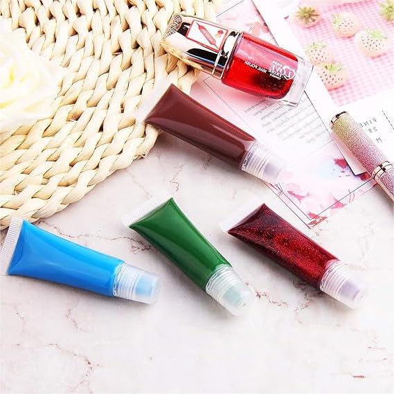 20 PCS Empty Lip Gloss Tubes - 10ml Clear Lip Balm Tubes with 5ml Syringes - Refillable Squeeze Lip Balm Containers - Mini Cosmetic Soft for DIY Lip Gloss and Travel Toiletries