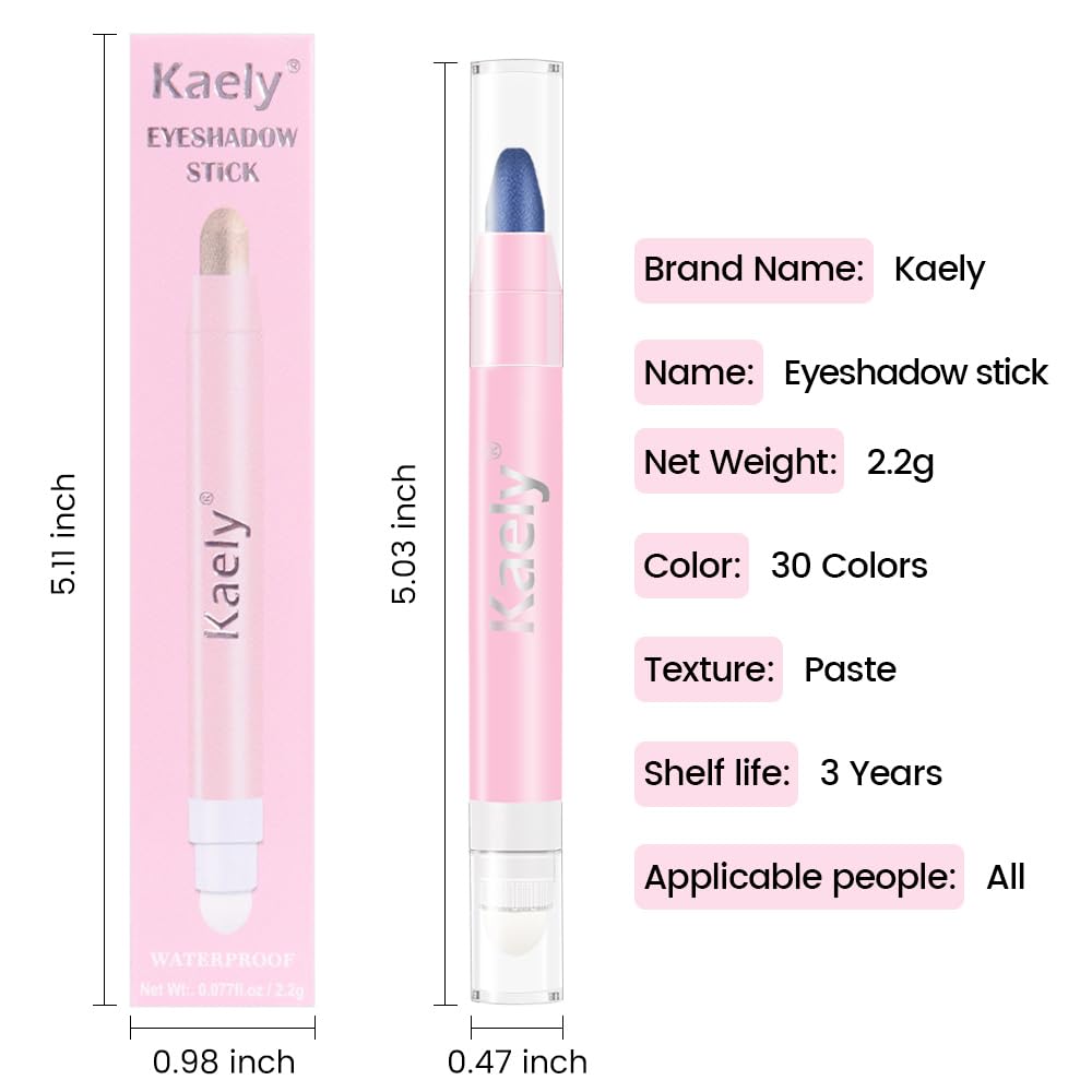 Kaely 2in1 Cream Eye Shadow Brightener Sticks for Eyes, Pencil Eyeshadow Applicator Stick Waterproof Pigmented, Eye Shadow Palette Highlighter Makeup, sombras para ojos, 31 Midnight Blue Shimmer