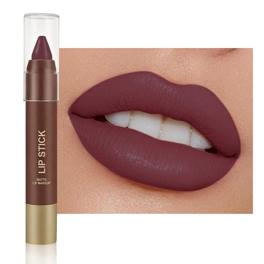 Matte Lipstick Crayon for Women, Dark Purple 24 Hour Lipstick Lip Liner Pencil, Neutral Lip Stick Lipliner Long Lasting Waterproof Smudge Proof, Vegan & Cruelty-Free, 05