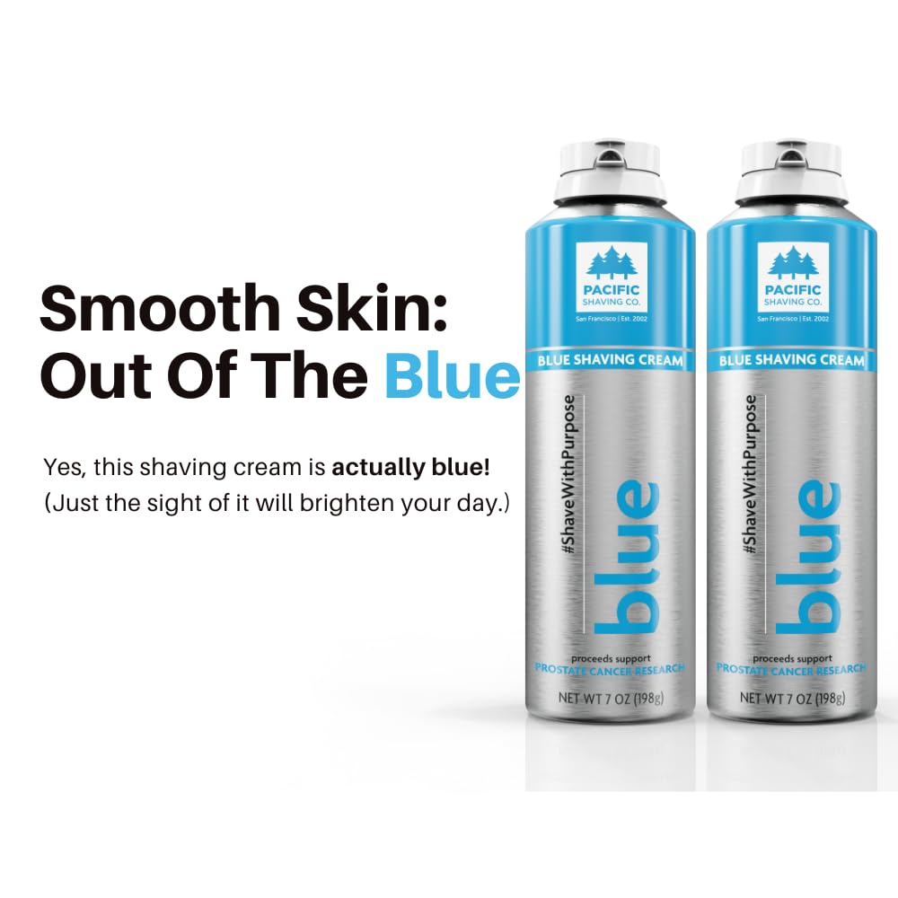 Pacific Shaving Company Blue Shaving Cream - Foaming Colorful Shaving Cream - Hydrating, Redness Reducing + Irritation Free Shave Cream (7 Oz)