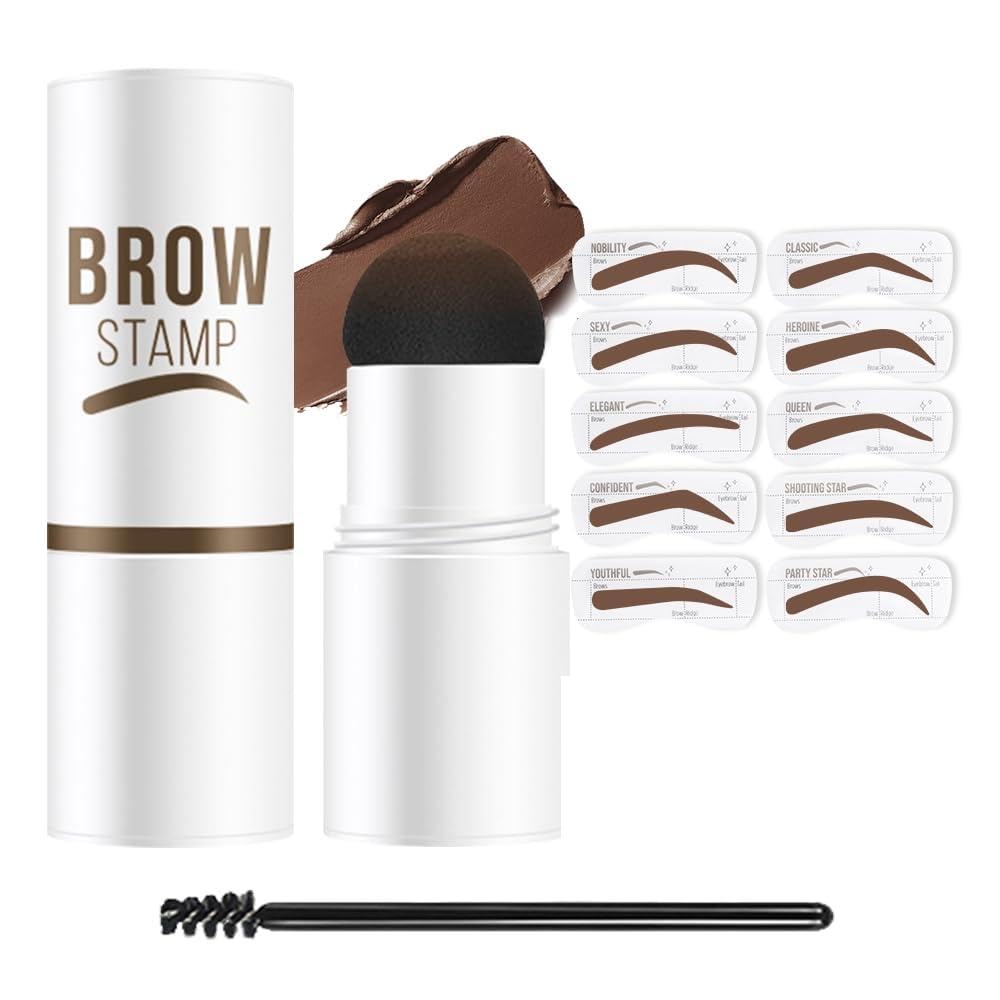 Eyebrow Stamp Stencil Set,Medium Brown eye brow stencil Shaping Kit, Long-Lasting Eyebrow Shaper for Women Girl, Cruelty-Free plantillas para la cejas