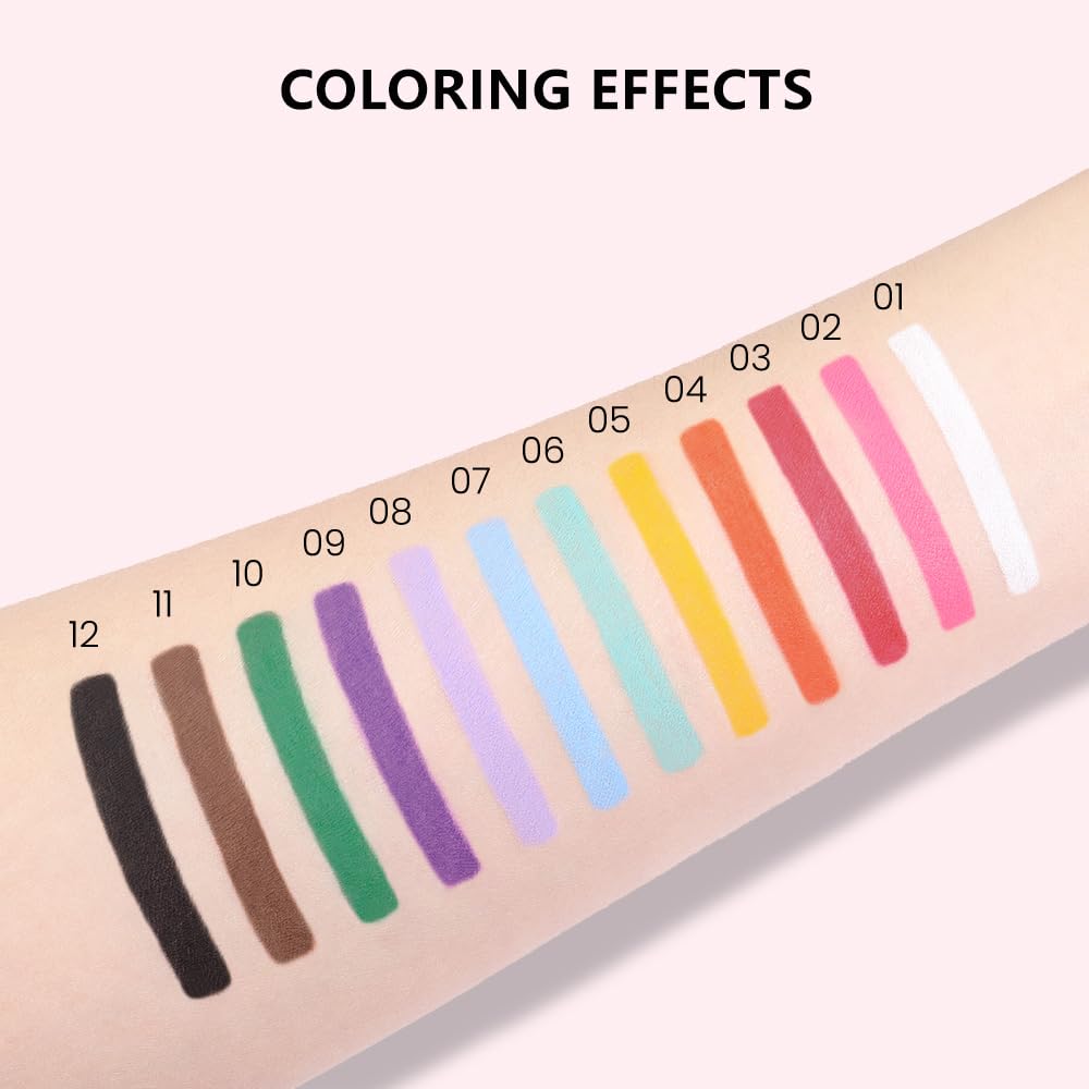 evpct Pink Eyeliner Pencils for Eyes, Pink Nude Under Colored Eye Liner Pencil Makeup Waterproof Smudge Proof, Colored Gel Waterline Eyeliner Liquid, Face Eye Paint Stick Lipstick Halloween Makeup 02