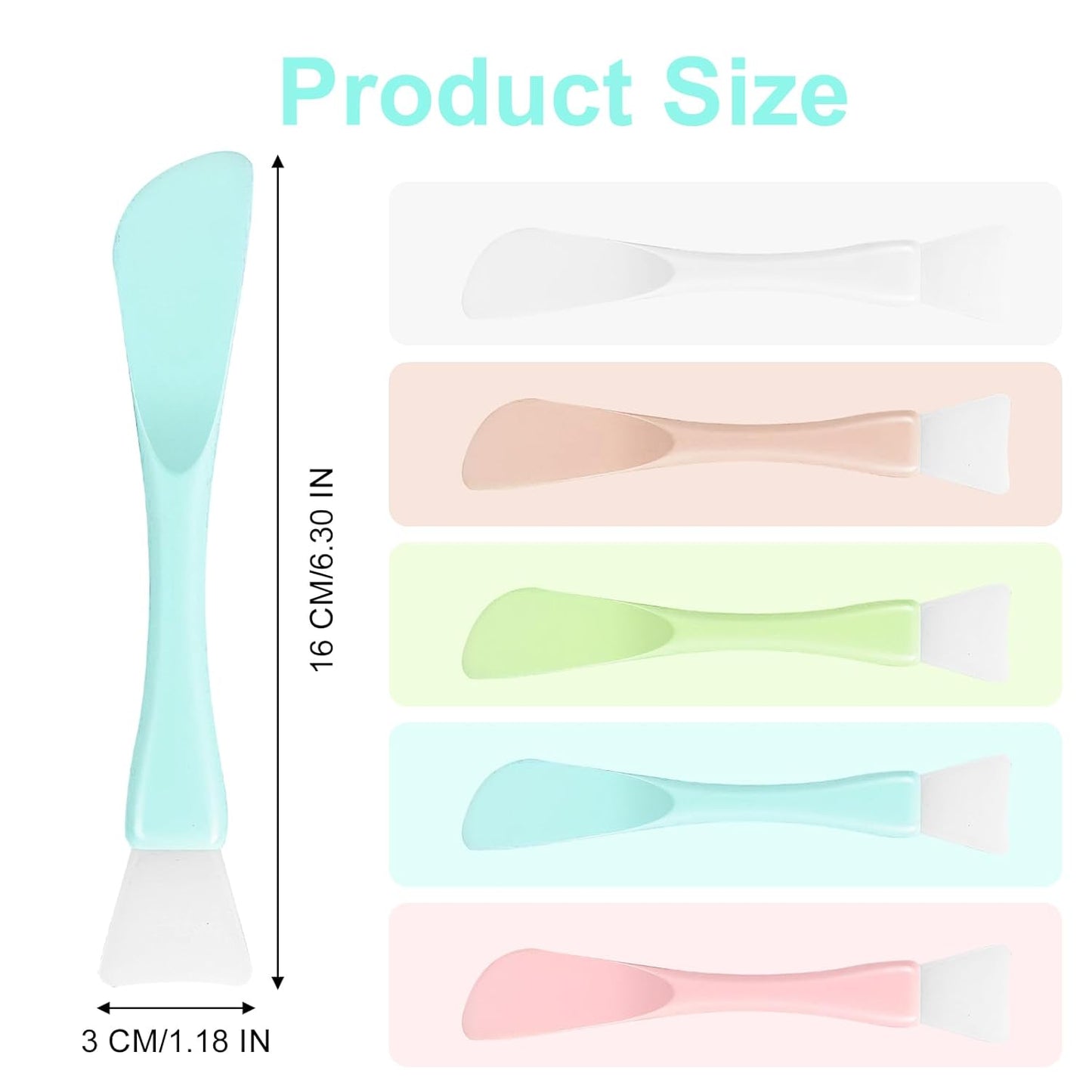 5 Pcs Silicone Face Mask Applicator,Face Mask Spatula,Reusable Double-End Faces Masks Brush Washable Beauty Spatula Comestic Tools for Clay,Cream,Gel,and Mud Facial Masks,Soft Smoothing