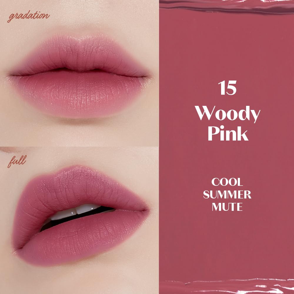 ETUDE Fixing Tint #15 Woody Pink (4g) | Long Lasting High Pigmented Liquid Lipstick | Waterproof Lightweight Matte Finish Lip Stain | Full Coverage | Korean Makeup, Kbeauty