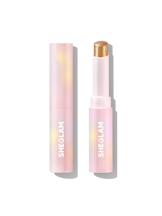 SHEGLAM Crystal Jelly Glaze Stick Eye Shadow Stick Eyeliner Brightener Pencil Crayon with Brush Easy to Blend Long Lasting Shimmer Eyeshadow-Golden Girl