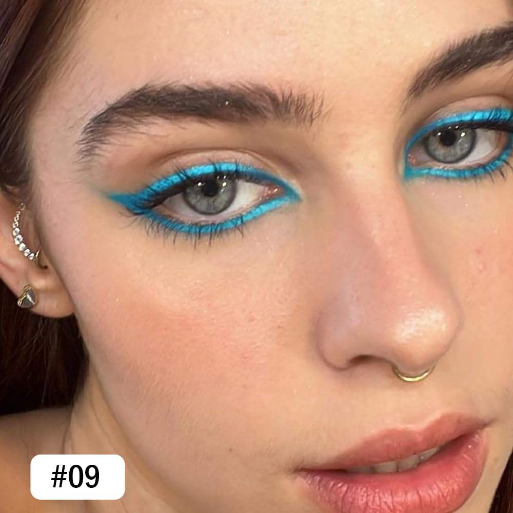 Kaely Gel Eyeliner Pencil for Women, Sky Blue Eye Liner Waterproof Smudge Proof with Sharpener, Waterline Eye Makeup Liners, delineador de ojos contra el agua, Vegan & Cruelty-Free, 09