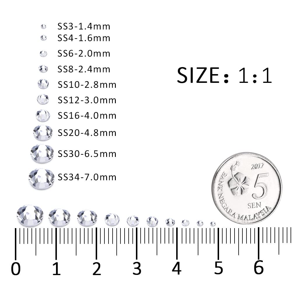 1440Pcs White Crystal Rhinestones,Glass Flatback Rhinestones Gemstones for Nail Face Makeup Art Crafts Clothes Decoration -(SS20,4.8mm,White)