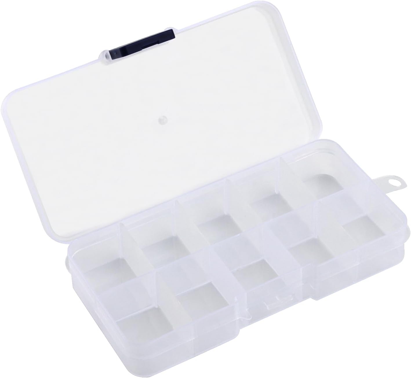 KINJOEK 32 Pack 10 Grids Plastic Bead Organizer Containers Storage, Adjustable Dividers Earring Diamond Jewelry Bead Painting Storage Case, Clear Small Fishing Tackle Box for Cross Stitch Accessories