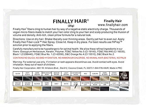 Hair Building Fibers 25 gram (ammonium chloride free) Refill Bag by Finally Hair. Compatible Replacement/Refill for Toppik Xfusion (Pure White)