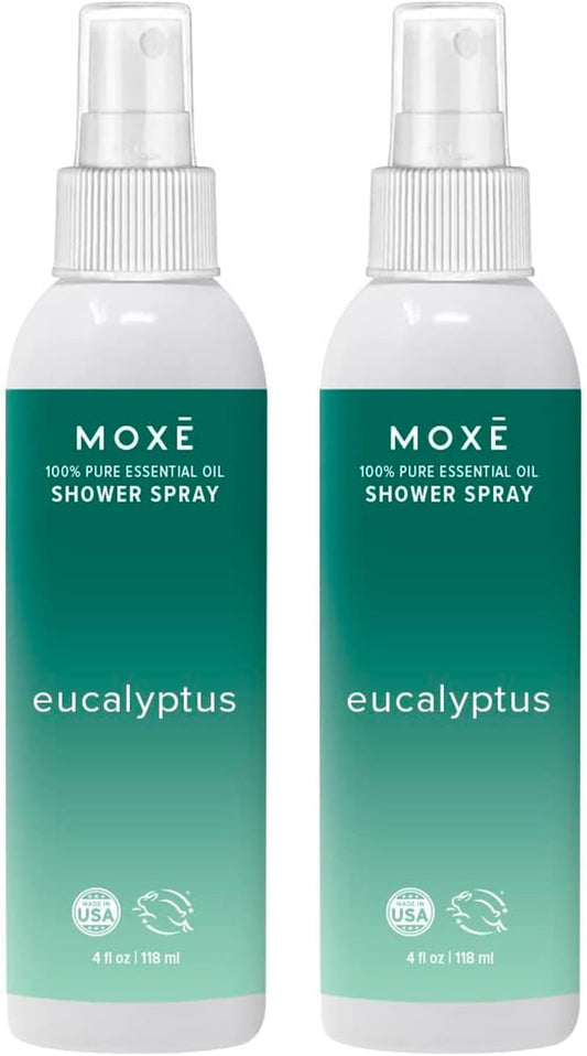 MOXE Eucalyptus Oil Shower Mist, Spa Steam Spray, Certified Natural 100% Essential Oils, Made in USA, Aromatherapy, Sinus Congestion Relief, Tension Relief (8oz)