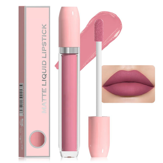 BINGBRUSH Super Matte Longwear No-Budge Stay On Smudge Proof Liquid Lipstick Long Lasting Makeup for Women,Highly Pigmented Color and Instant Shine, Cheeky