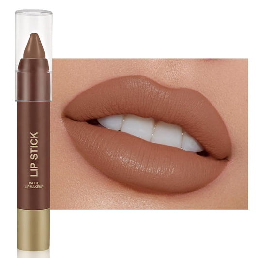Matte Lipstick Crayon for Women, Light Brown 24 Hour Lipstick Lip Liner Pencil, Neutral Lip Stick Lipliner Long Lasting Waterproof Smudge Proof, Vegan & Cruelty-Free, 01